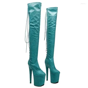 Танцевальная обувь LAIJIANJINXIA, 20 см/8 дюймов, современные сексуальные женские сапоги выше колена на высоком каблуке и платформе из искусственной кожи для ночного клуба, 471