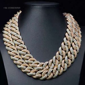 I Stock Hip Hop Iced ut smycken 14K Real Solid Gold Necklace 8mm 10mm 12mm 14mm VVS Moissanite Diamond Cuban Link Chain