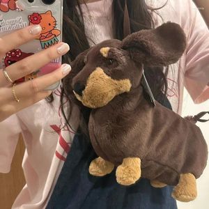 Depolama çantaları jellycat dachshund köpek peluş çanta kabarık oyuncak yaratıcı sevimli crossbody scottie bebek doğum günü hediyeleri çocuk için