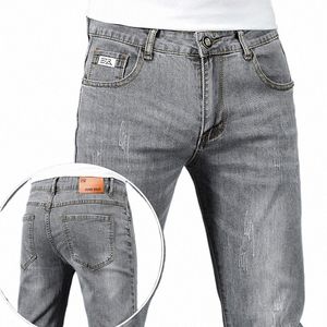 2024 nuovi uomini di stile slim stretch jeans grigio blu classico fi skinny denim pantaloni casual jeans da uomo denim di alta qualità pantaloni x4rY #