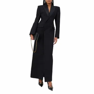 tuxedos Dr for Women Double Breasted Suits Lg Jacket Black Formal Blazer Dr Busin Lady Wear Customized W5pX#