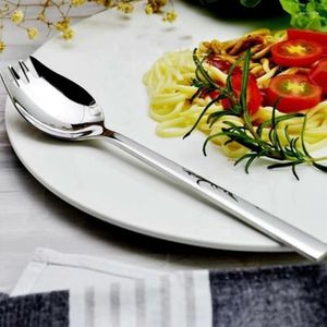 Colheres 5 pcs Spork Set 19cm Ao Ar Livre Salada Colher Sopa Colher Ferramentas Utensílios de Acampamento Talheres Cozinha Macarrão Aço Inoxidável