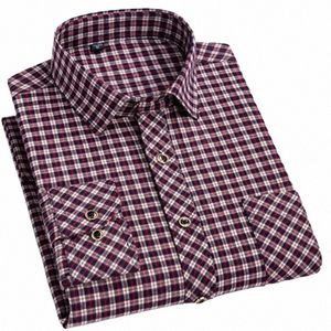 Camisas masculinas primavera e outono casuais manga lg xadrez novo fi slim fit butt 100% cott conforto busin roupas formais x2NK #