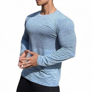 men Autumn Lg Sleeve T-shirt Gym Fitn Training Bodybuilding Tees Tops Male Running Sport men Shirts Men T-shirt l8Ma#