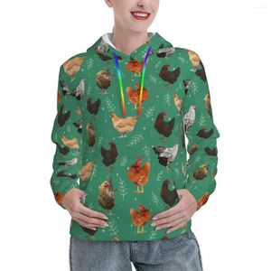 Women's Hoodies Leaf Chicken Print Casual Women Cute Animal Funny Pullover Hoodie Winter Fashion Basic Sweatshirts Oversized Clothing