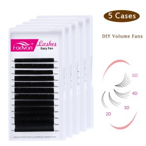 Cílios 5 caixas/lotes cílios de ventilador de fãs florescendo cílios de vison cílios Fadvan Extensão de cílios Autofan DIY 3D/4D/5D/10D Russian Volume Fans