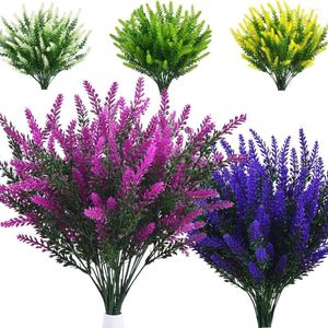 Decorative Flowers Artificial Plastic Lavender Grass Wedding Home Garden Decoration Diy Pography Props Indoor Outdoor Bonsai Fake Plant