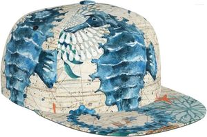 Cappellini da baseball Blu Seahorse Mappa nautica Modello Cappello a fattura piatta Berretto da baseball Snapback unisex Visiera stile Hip Hop Vuota regolabile