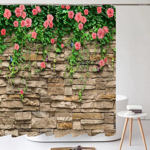 Shower Curtains 3D Waterproof Fabric Polyester Patio Flower Wall Landscape Bathroom With Hooks Bathtub Decor Screen