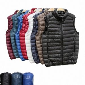 Inverno homens pato para baixo colete 2024 casaco ultraleve sleevel puffer colete jaqueta ultra fino m leve para baixo jaqueta colete m51w #