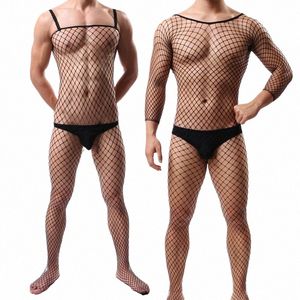 Męskie seksowne rajstopy fishnet zobacz rajstopy nocne body męskie body erotyczne pończochy dla mężczyzny zabawne bieliznę ubrania s8cj#