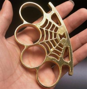 Spider Web Shape Metal Brass Knuckle Duster Four Finger Tiger Fingers Outdoor Security Pocket Ryggsäck EDC TOOL7210145