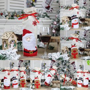2024 Decorazioni natalizie Babbo Natale Copertine di bottiglie di vino da pupazzo di snowman Gifts Borse paillettestri per la cena di Natale Decori da tavolo