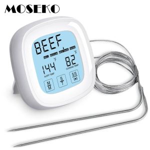 Gauges 2 Probes MOSEKO Touchscreen Oven Thermometer Kitchen Cooking Food Meat Oil Probe Grill BBQ Timer Backlight Digital Thermometers