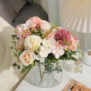 Декоративные цветы, искусственный цветок пиона, искусственный букет роз, сделай сам, свадебная вечеринка, цветочный букет, домашний декор для гостиной, стола, шелк
