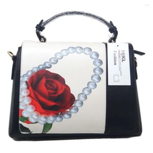 Bolsas de ombro estilo chinês impressão flores mulheres totes bolsas senhoras couro genuíno real designer luxo mensageiro saco