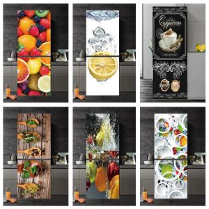 Çıkartmalar 60x200cm/Buzdolabı Sopası için Özel Boyut Meyve Çıkartma Su geçirmez Duvar Kağıdı Mutfak Buzdolabı Tam Kapak Çıkış Kapısı Duvar Resmi