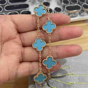 Vanclef Bracelet Jewlery Designer For Women Van Clover Bracelet luxury brand clover bracelets jewelry 18K gold Blue Turquoise stone butterfly love 5 flowers Diamon