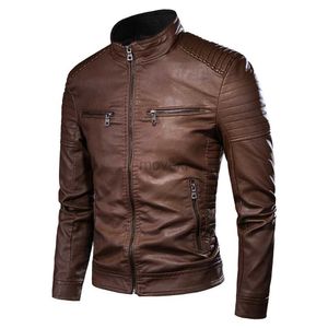 Giacca da uomo in pelle finta pelle da uomo nuovissima causale vintage giacca in pelle 2022 primavera autunno outfit motor biker tasca giacca in pelle PU abbigliamento uomo 240330