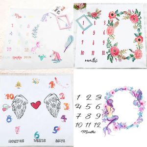 INS Kids Blankets cotton photo prop Blankets infant Swaddling Letter flower digital baby bed sheet Sleeping Bag 100*100cm 16 styles C2372 LL