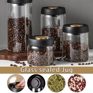 Frascos de grãos de café a vácuo, vidro de borosilicato selado, tanque de armazenamento à prova de umidade, recipiente doméstico, ferramenta para manter alimentos