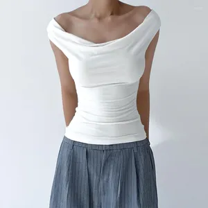 Women's T Shirts 2024 Spring/summer White T-shirt Solid Color Swing Neck Sleeveless Halter Lace-up Sexy Vest Top