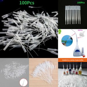 2024 100Pcs Universal 502 Instant Super Glue Dropping Tube Nozzle Lengthened Needle Tube Bottle Cap Catheter Dropper Adhesive Tool