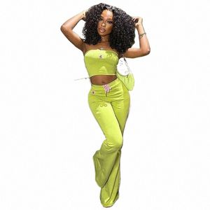 Cutenova Ins Fi ricamato Fr Tube Top a vita alta Casual coulisse Pantalone in due pezzi 2024 Primavera O8sQ #