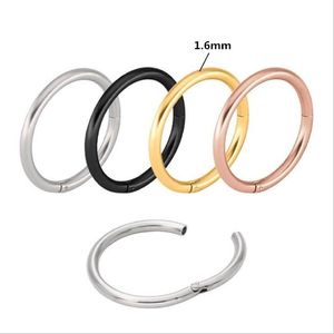 Hoop Huggie Shi06 316 L Mężczyźni ze stali nierdzewnej 1 6 mm kolczyki koła Poszyk próżniowy dobra jakość bez łatwej zanik