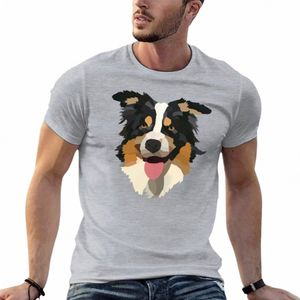 Australischer Schäferhund Tri Black T-Shirt Customized Blanks Plain Customs Design Ihre eigenen Herren weiße T-Shirts G8eO #
