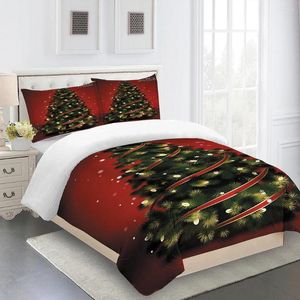 Постилочные наборы Современные красные Merry Bheerstmas Tree Pedive Cover Cover Coverte Comforter Lense Single 3D Kids Girl Gift Set Set