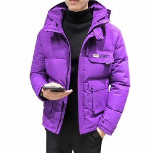 2022 New Winter Men Jacket Korean Fi Thicken Warm Tooling Style Hooded Loose Casual Coat Multi-pocket Men Short Outerwerar m5q2#