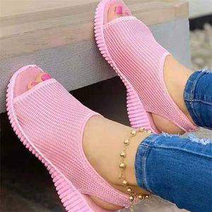 Sandals Summer Womens Shoes 2022 Netfish Platform Closed Toe Wedge Lightweight Casual Zapatillas je H240328