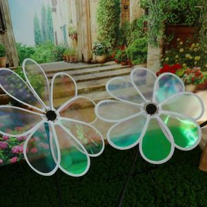 Bahçe Dekorasyonları Sekiz yaprak film göz kamaştırıcı renkli yel değirmen kuşu itici açık hava topraklama monte edilmiş yansıtıcı anaokulu çocuk oyuncakları