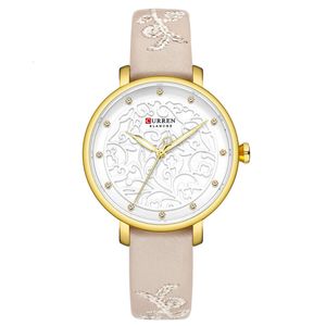 Curren/Carren 9046 Vattentät tunt runda bälte Casual Women's Quartz Student Watch