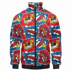 boom Bomb Doodle 3D Print Jacket Men Women Harajuku Hip Hop Zip Up Hoodies Clothes Stand Collar Sweatshirt Windbreaker Oversized Y3lu#