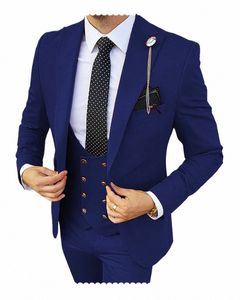 Resmi Erkekler 3 Parça Smokin İnce Fit Busin Suits Damat Şampanya Smokin Düğün Takım Blazer+Pantolon+Yelek M8H1#