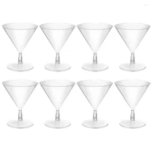 Disposable Cups Straws 8 Pcs Wineglass Plastic Cocktail Clear Beverage Goblet Drinking Abs