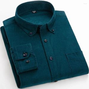 Men's Casual Shirts Cotton Corduroy Shirt Long Sleeve Winter Regular Fit Mens Warm S-6xl Solid With Pokets Autumn Quality