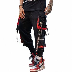 Wstąkniki literowe Spodnie ładunkowe Hip Hop Joggers spodnie HARAJUKU Casual Streetwear Hit Color Pocket Pocket Męskie dresowe pres męskie pant 01x4#