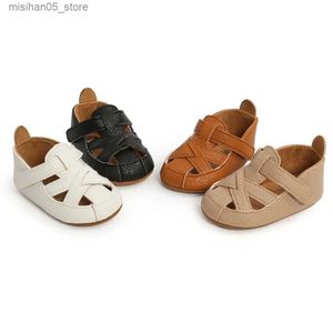 Sandali Estate Bambino Sandali in pelle PU Neonati e ragazze Morbidi antiscivolo Scarpe da spiaggia casual Scarpe da passeggio anteriori per bambini 0-18M Q240328