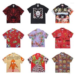 Men's T Shirts Summer WACKO MARIA T-shirt Shirt Quality 1:1 Print Hawaiian Beach Loose Mens Ladies With Tags