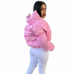 women Winter Warm Puffer Jackets Fi Parkas Stand Collar Zipper Frt Cropped Coat Lg Sleeve Lightweight Bubble Outerwear H5OO#