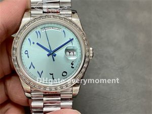 GMF Factory V2 Watch Automatyczne maszyny Męskie zegarki 2836 Ruch Digital Dubai Dubai Ice Blue 904L Nocne ze stali nierdzewnej Wodoodporne zegarki na rękę