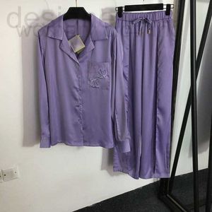 Pigiama da donna di design Designer Autunno Nuovo Set pigiama con tasca sul petto ricamata Camicia a maniche lunghe + Coulisse Vita elastica Pantaloni a gamba larga OVH7 U9SY