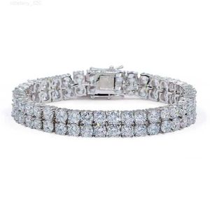 Fashion- White Gold Iced Out Full Princess Diamond Lovers Tennis Chain Bracelet 2 Layers CZ Zirconia Wrist Chain Jewelry Gifts fo229S