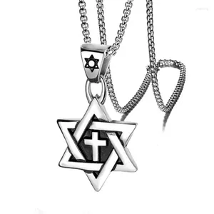 Chains Hip Hop Stainless Steel Solomon Star Of David Pendant Israel Spiritual Amulet Mascot Necklace For Men Women