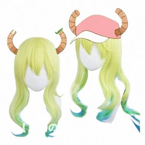 Miss Kobayi's Drag Maid Quetzalcoatl Lucoa Lg Wavy Ombre Heat Hair Cosplay Costume Wig Free Wig Cap Q7GB#