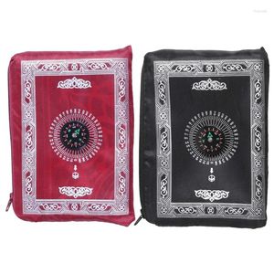 Borsa 2 Set Ramadan Tappetini da preghiera da viaggio islamici e musulmani Bussola Borse tote tascabili 1 Nero Rosso