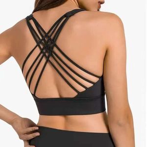 Lu Align Canotte da palestra Cinghie incrociate con spalline Reggiseni fitness Abbigliamento sexy Donna Push-up imbottito Yoga Sport Allenamento Top Reggiseno atletico senza fili Lemon Sports 2024